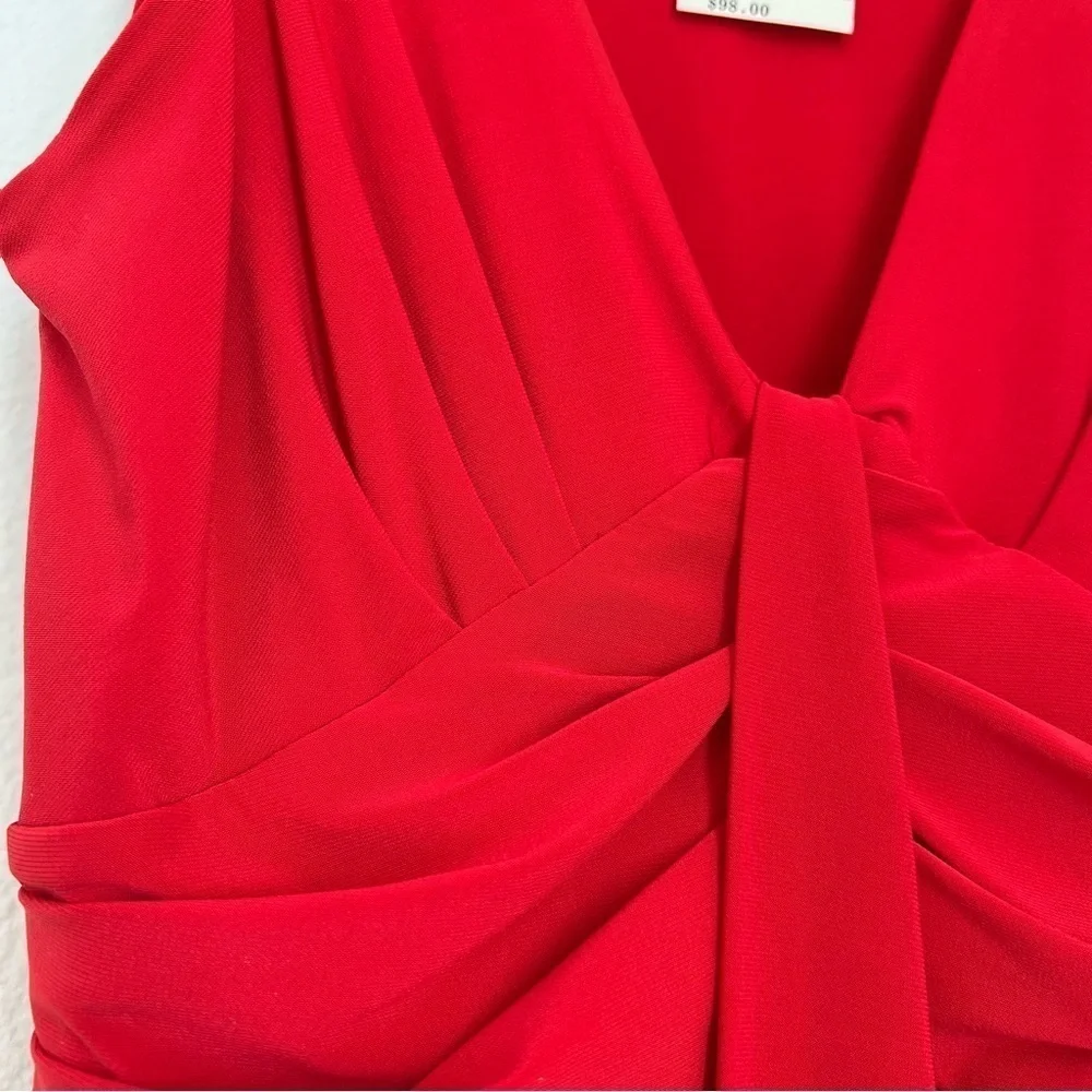 NWT Arden B Red V Neck A Line plunged sleeveless Pleated Cocktail Dress Party S - Picture 8 of 13